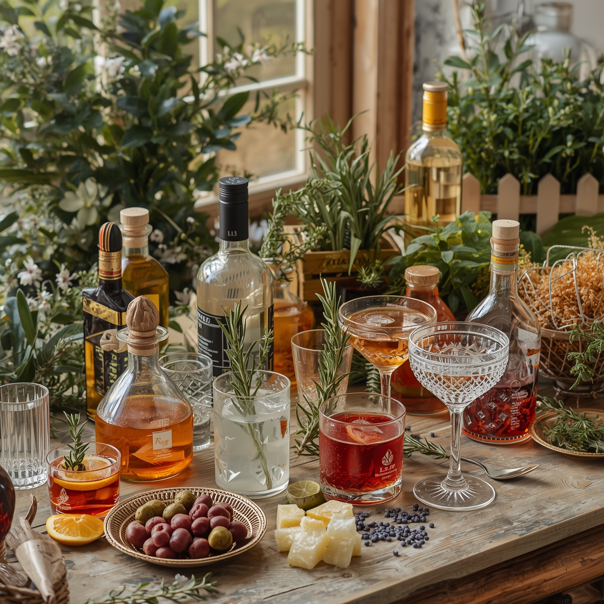 Colorful beverages and mixing station